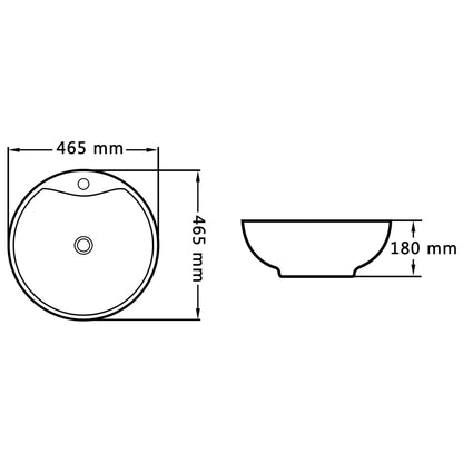 vidaXL Wastafel met overloop 46,5x18 cm keramiek zwart