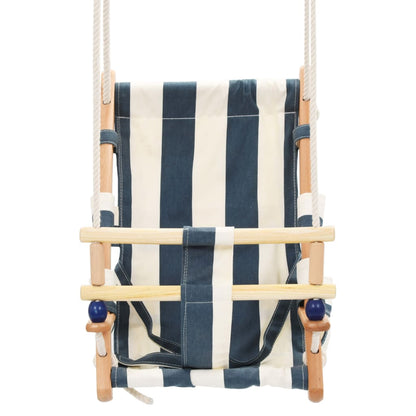 vidaXL Babyschommel met veiligheidsgordel katoen hout blauw