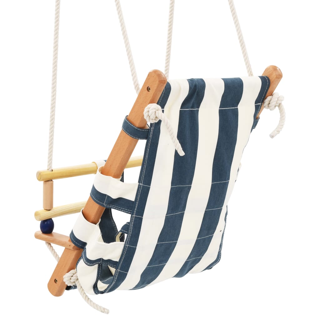 vidaXL Babyschommel met veiligheidsgordel katoen hout blauw