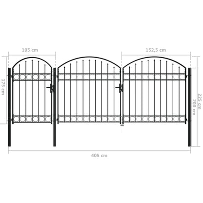 vidaXL Tuinpoort met gebogen bovenkant 2,25x4 m staal zwart