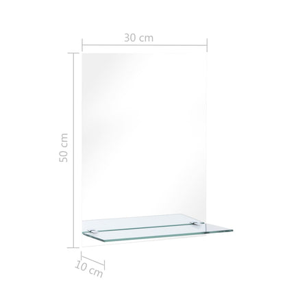 vidaXL Wandspiegel met schap 30x50 cm gehard glas