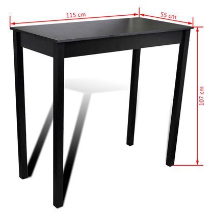 vidaXL Bartafel met 4 barkrukken zwart