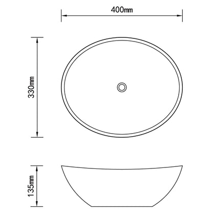 vidaXL Wastafel ovaal 40x33 cm keramiek wit