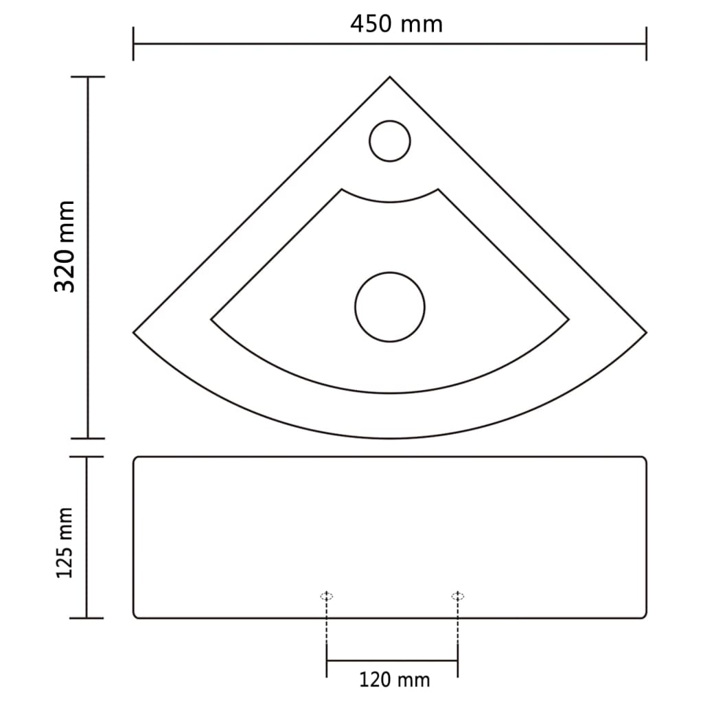 vidaXL Wastafel met overloop 45x32x12,5 cm wit