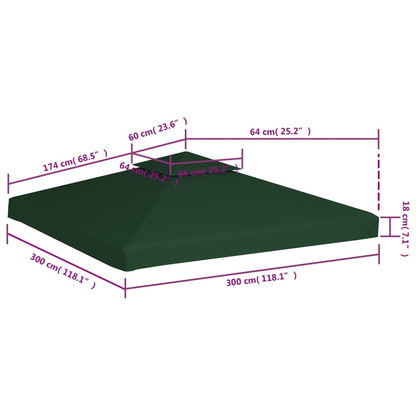 vidaXL Vervangend tentdoek prieel 310 g/m² 3x3 m groen