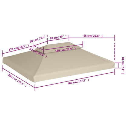 vidaXL Vervangend tentdoek prieel 310 g/m² 3x4 m beige