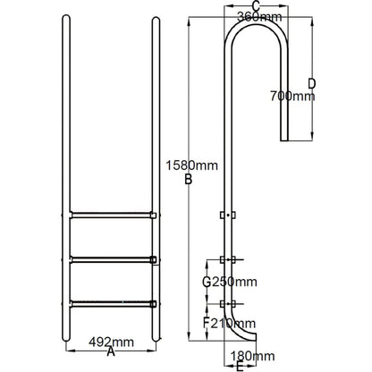 vidaXL Zwembadladder met 3 sporten 120 cm roestvrij staal 304