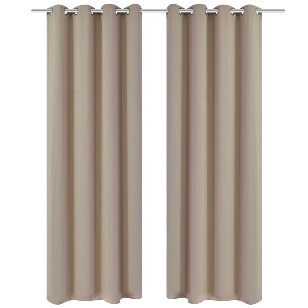 Gordijnen met metalen ringen 135 x 245 cm 2 stuks (creme)