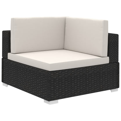 vidaXL 8-delige Loungeset met kussens poly rattan zwart