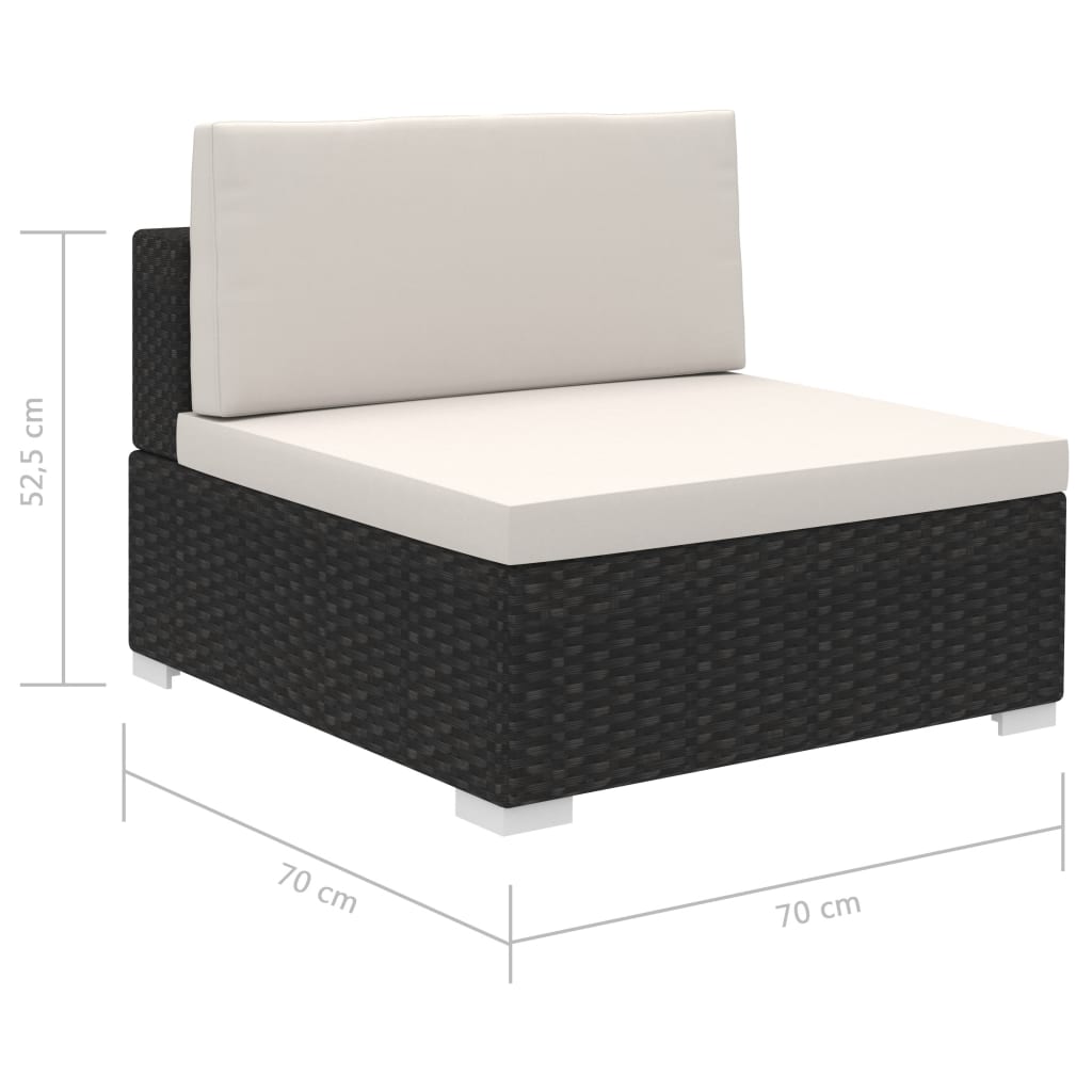 vidaXL 8-delige Loungeset met kussens poly rattan zwart