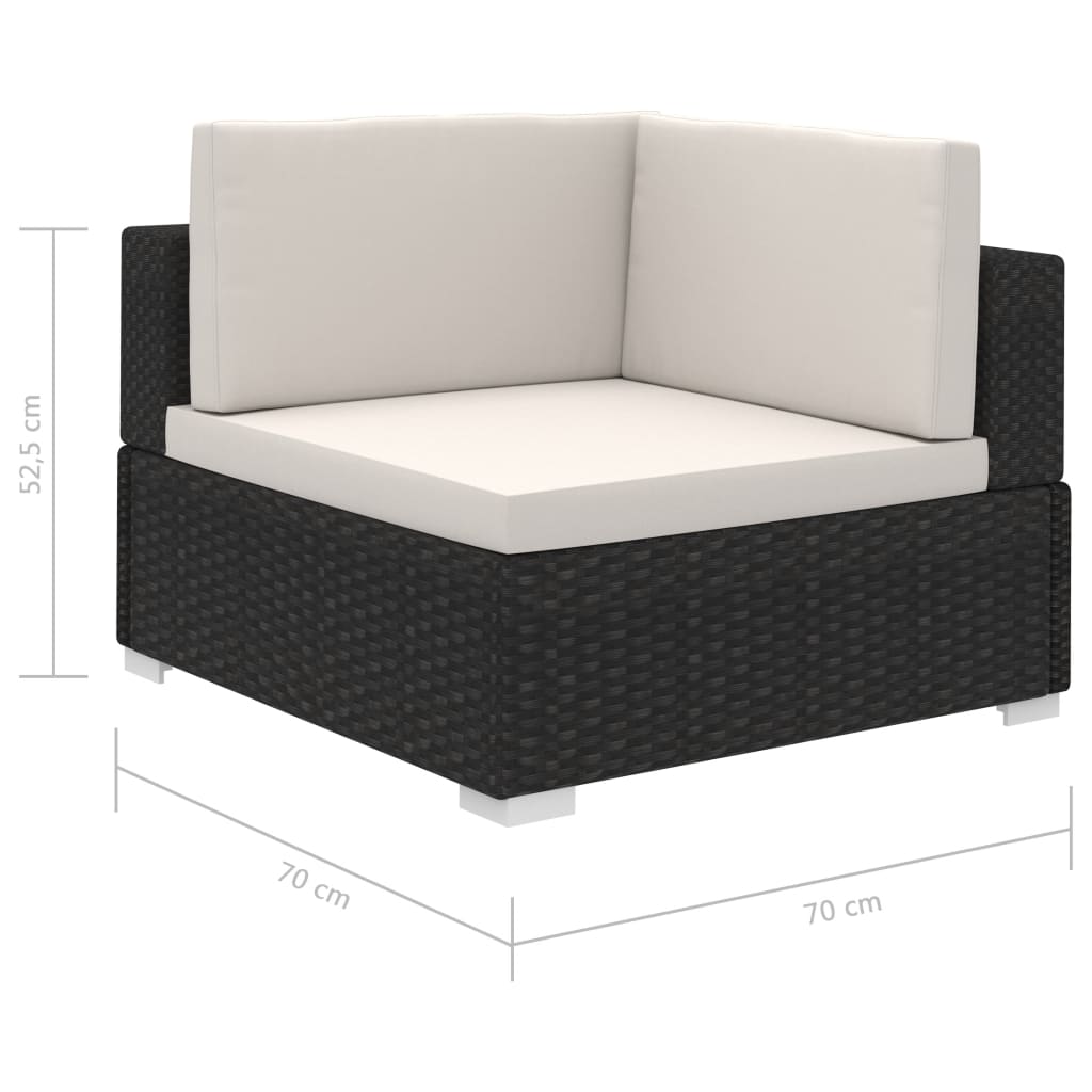 vidaXL 8-delige Loungeset met kussens poly rattan zwart