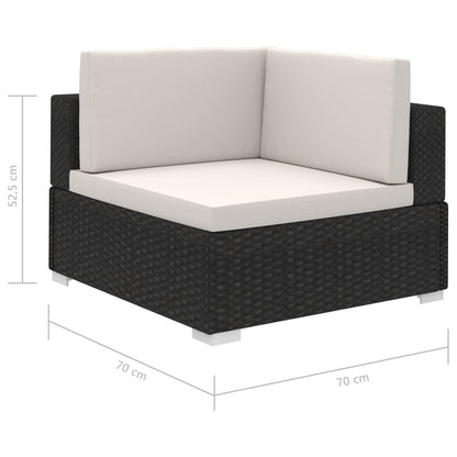 vidaXL 8-delige Loungeset met kussens poly rattan zwart