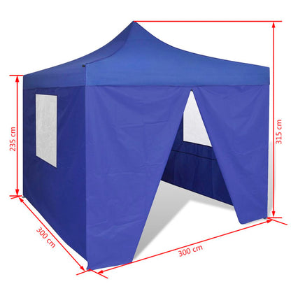 vidaXL Vouwtent met 4 zijwanden 3x3 m blauw