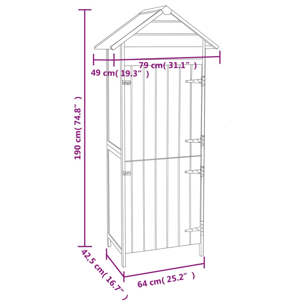 vidaXL Tuinkast 42,5x64x190 cm bruin