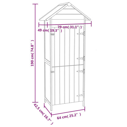 vidaXL Tuinkast 42,5x64x190 cm bruin