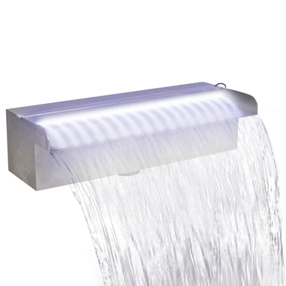 vidaXL Zwembadwaterval met LED's rechthoekig 30 cm roestvrij staal