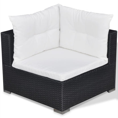 vidaXL 5-delige Loungeset met kussens poly rattan zwart