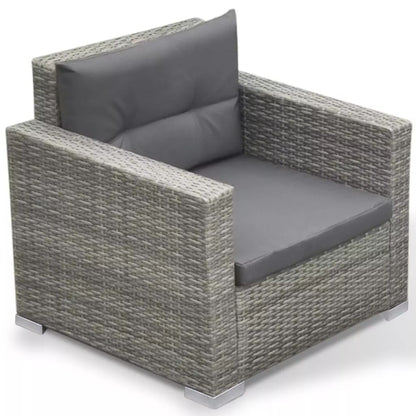 vidaXL 6-delige Loungeset met kussens poly rattan grijs