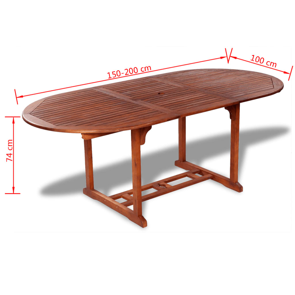 vidaXL Tuintafel 200x100x75 cm massief acaciahout