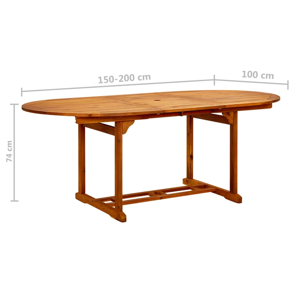 vidaXL Tuintafel 200x100x75 cm massief acaciahout