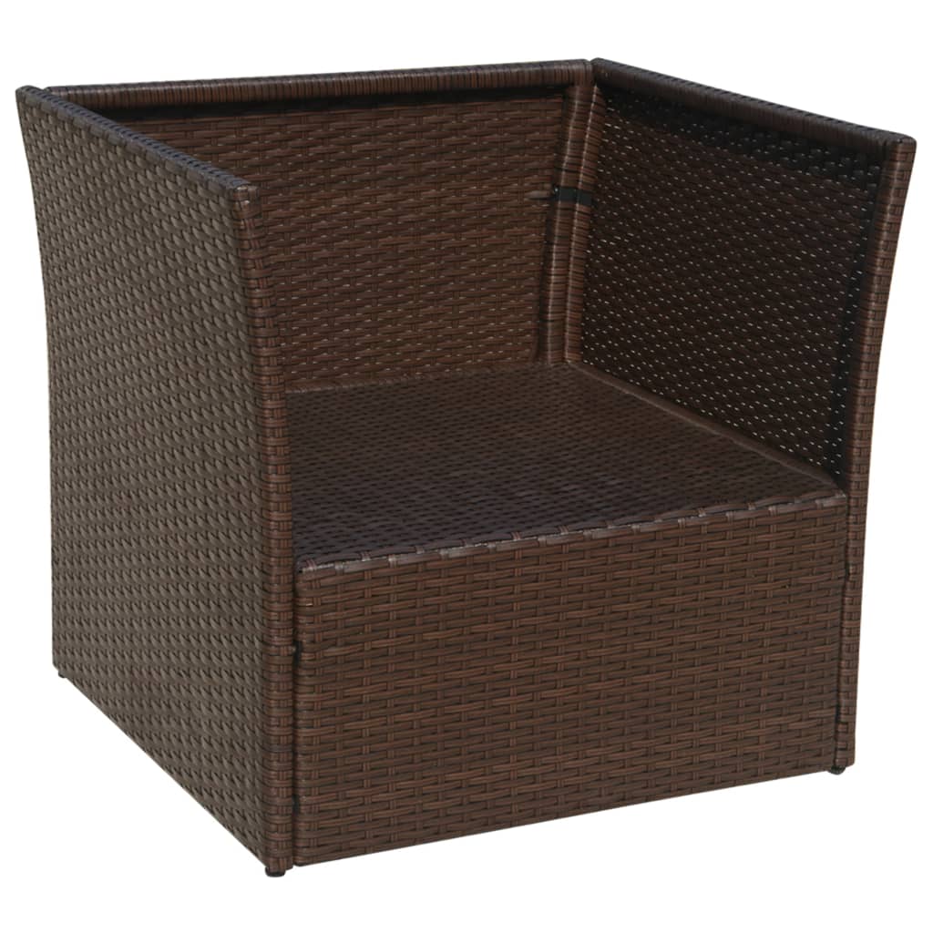 vidaXL Tuinstoel met voetenbank poly rattan bruin