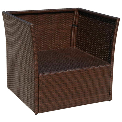 vidaXL Tuinstoel met voetenbank poly rattan bruin