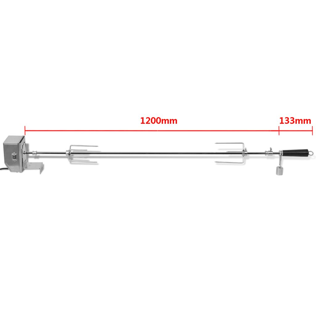 vidaXL BBQ Draaispit met professionele motor staal 1200 mm