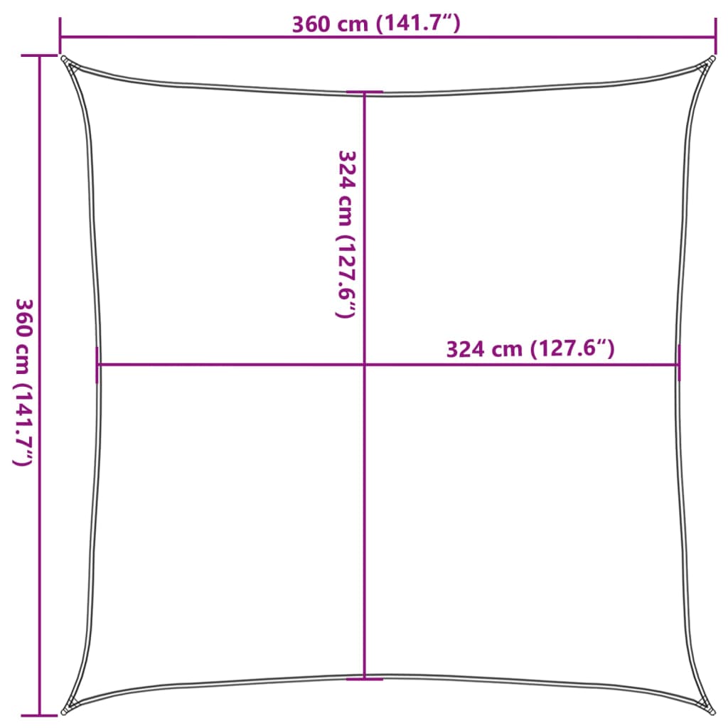 vidaXL Zonnescherm HDPE crème vierkant 3,6x3,6 m