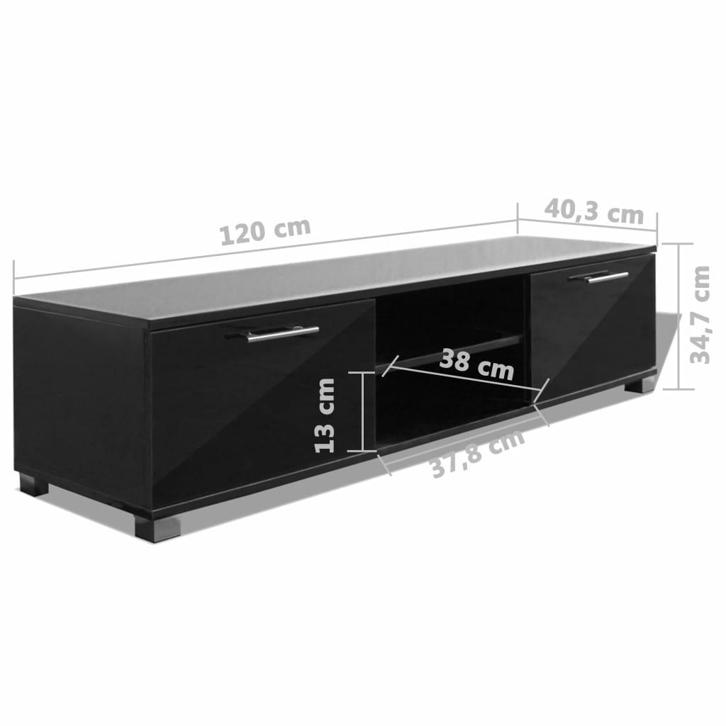 vidaXL Tv-meubel 120x40,5x35 cm hoogglans zwart