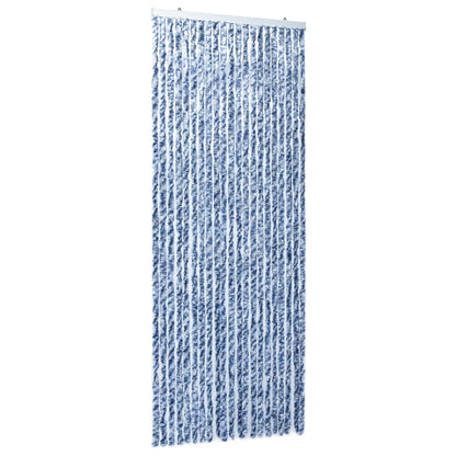 vidaXL Vliegengordijn 90x220 cm chenille blauw, wit en zilver