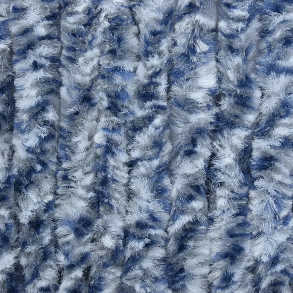 vidaXL Vliegengordijn 90x220 cm chenille blauw, wit en zilver