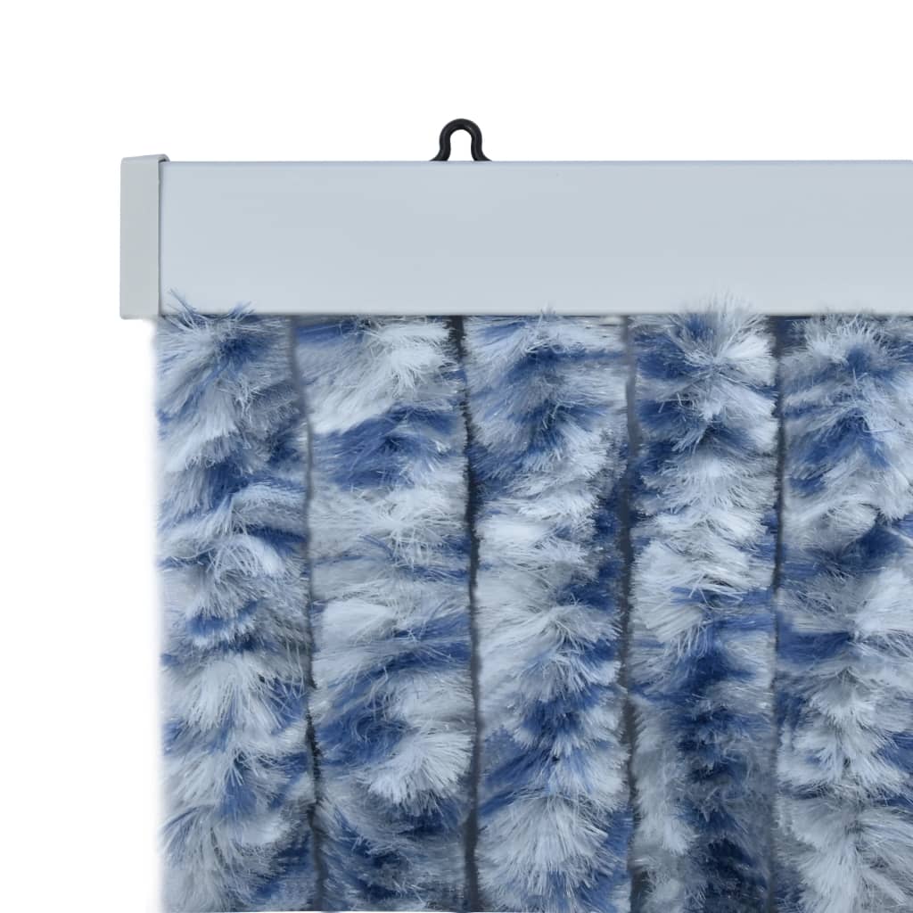 vidaXL Vliegengordijn 90x220 cm chenille blauw, wit en zilver