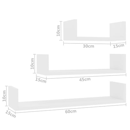 vidaXL Wandschappen 3 st bewerkt hout wit