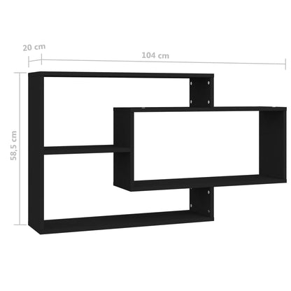 vidaXL Wandschappen 104x20x58,5 cm bewerkt hout zwart