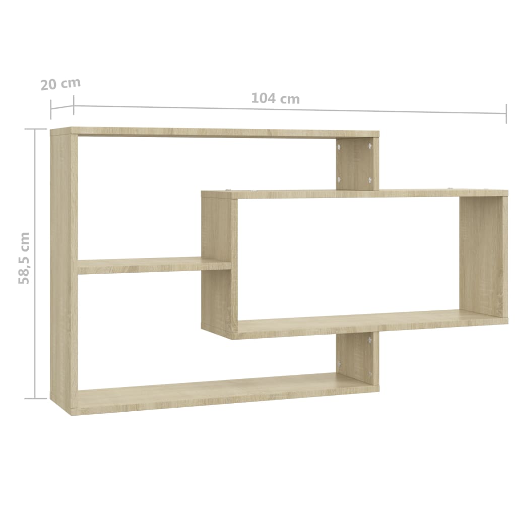 vidaXL Wandschappen 104x20x58,5 cm bewerkt hout sonoma eikenkleurig