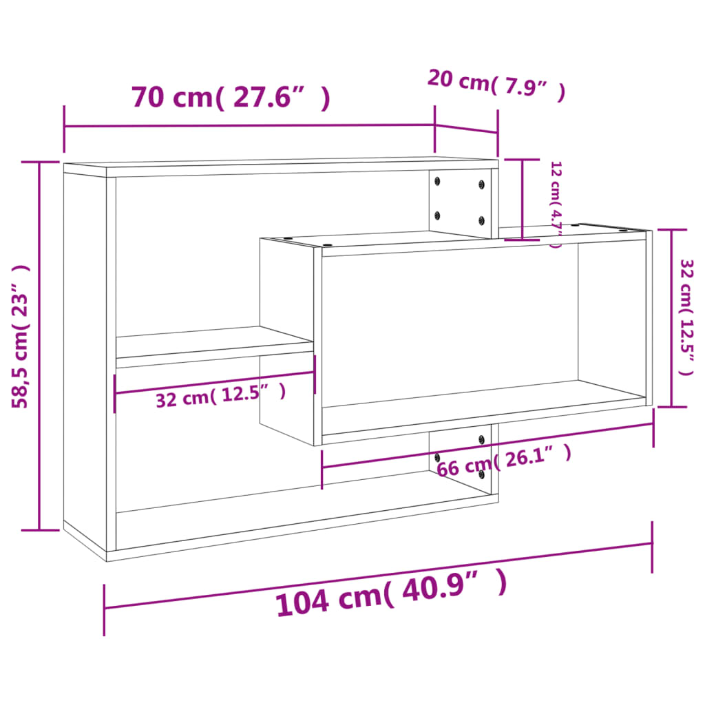 vidaXL Wandschappen 104x20x58,5 cm bewerkt hout sonoma eikenkleurig