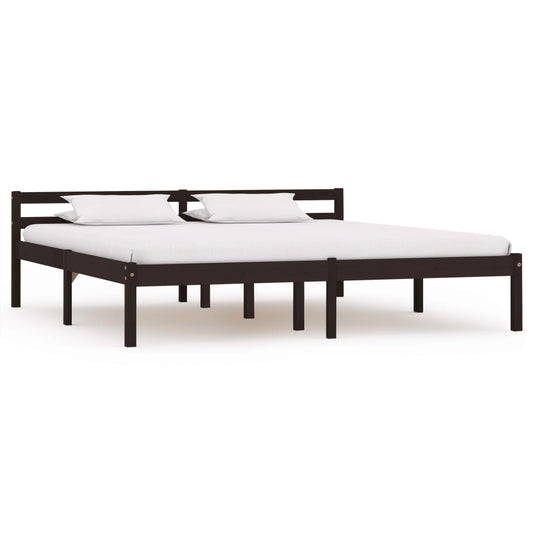 vidaXL Bedframe massief grenenhout donkerbruin 180x200 cm