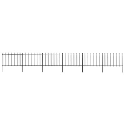 vidaXL Tuinhek met speren bovenkant 10,2x1,2 m staal zwart