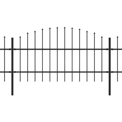 vidaXL Tuinhek met speren bovenkant (0,75-1)x6,8 m staal zwart