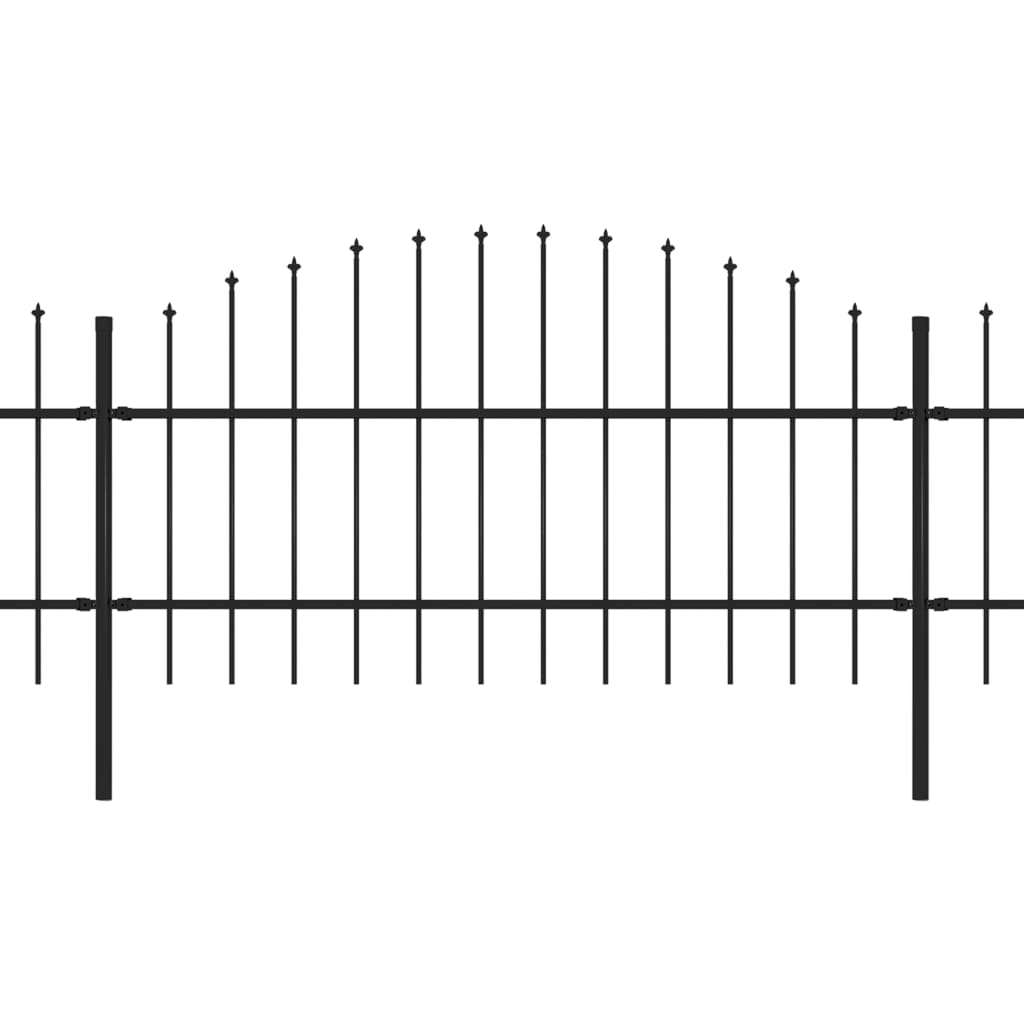 vidaXL Tuinhek met speren bovenkant (0,75-1)x10,2 m staal zwart