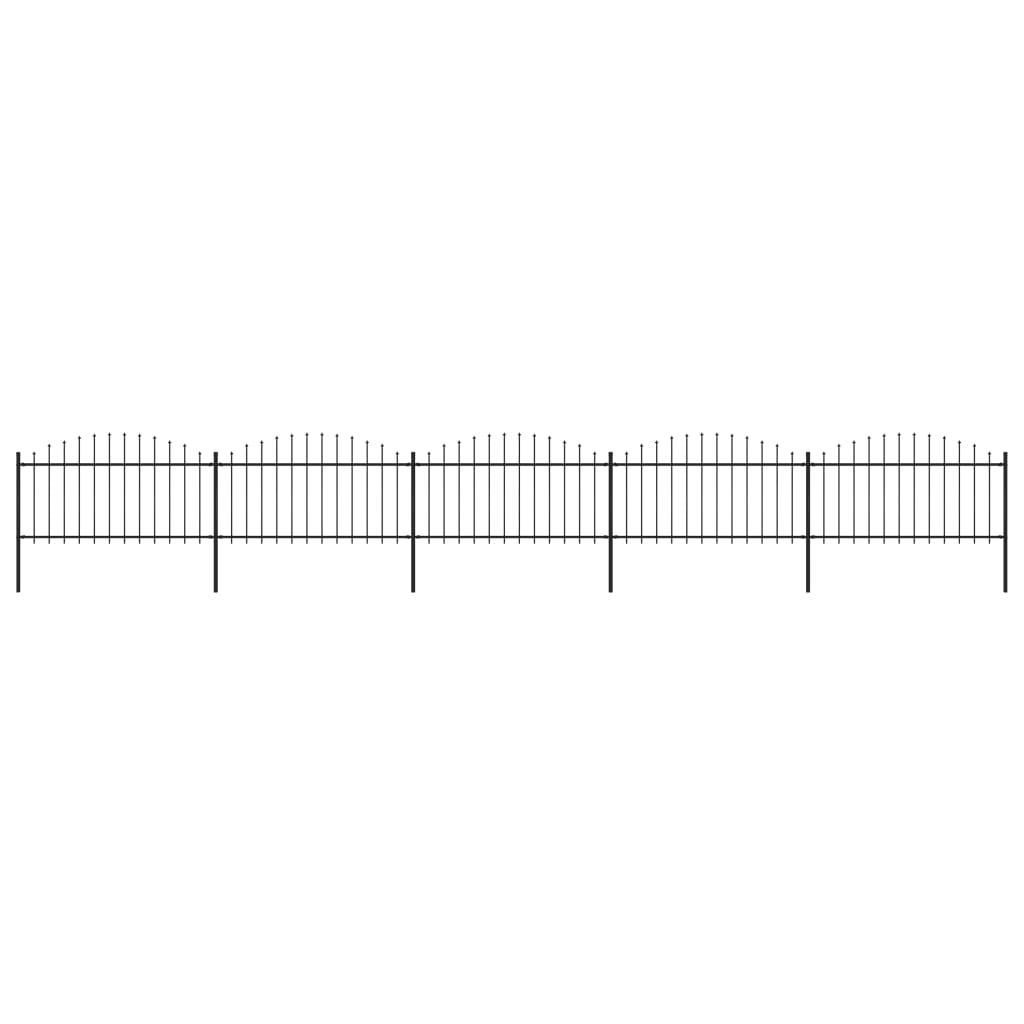 vidaXL Tuinhek met speren bovenkant (1,25-1,5)x8,5 m staal zwart