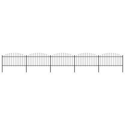 vidaXL Tuinhek met speren bovenkant (1,25-1,5)x8,5 m staal zwart