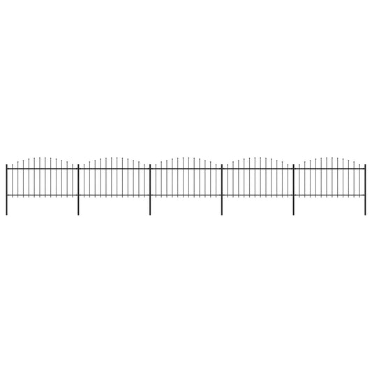 vidaXL Tuinhek met speren bovenkant (1,25-1,5)x8,5 m staal zwart