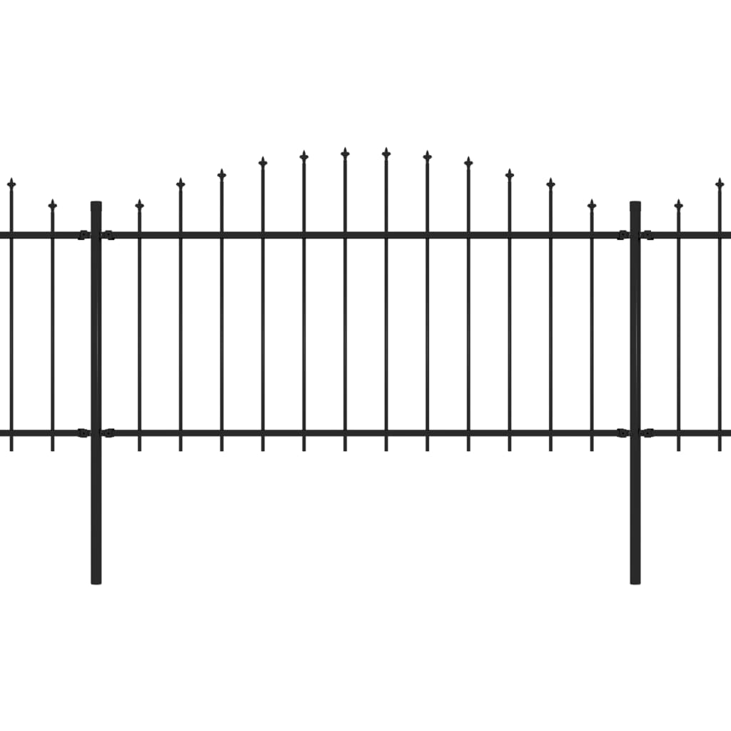 vidaXL Tuinhek met speren bovenkant (1,25-1,5)x8,5 m staal zwart