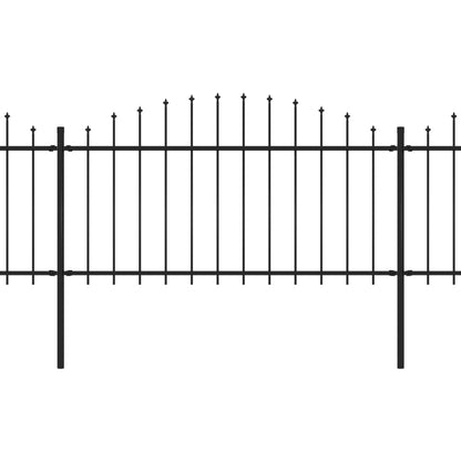 vidaXL Tuinhek met speren bovenkant (1,25-1,5)x8,5 m staal zwart