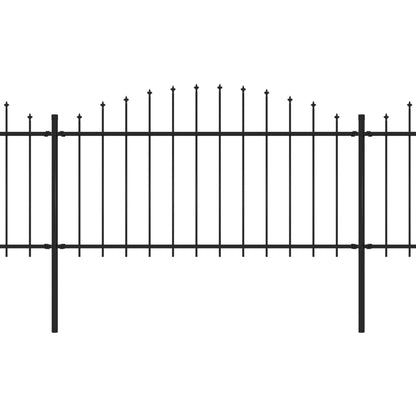 vidaXL Tuinhek met speren bovenkant (1,25-1,5)x11,9 m staal zwart