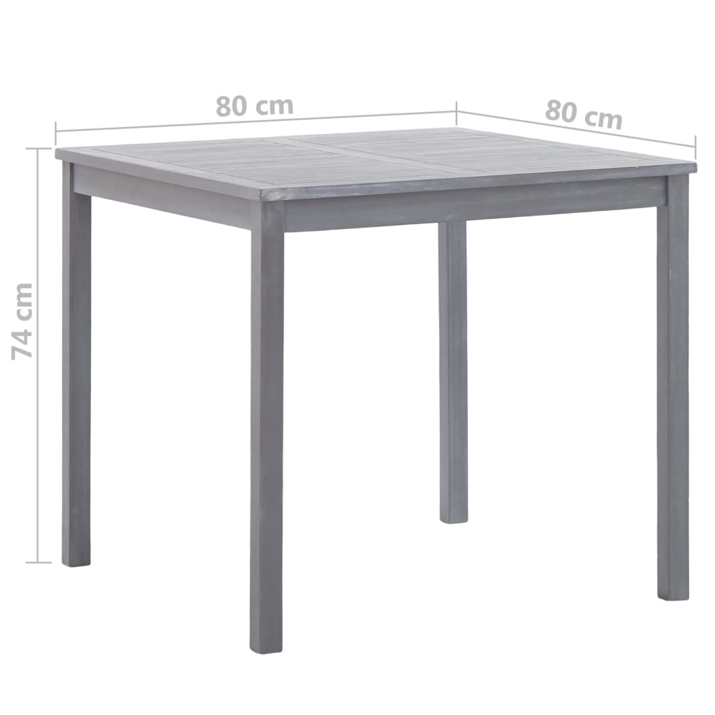 vidaXL Tuintafel 80x80x74 cm massief acaciahout grijs