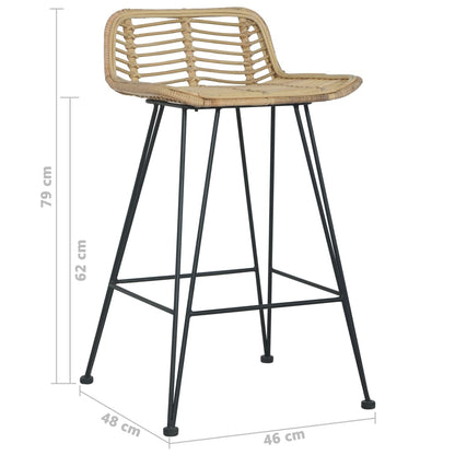 vidaXL Barstoelen 2 st natuurlijk rattan