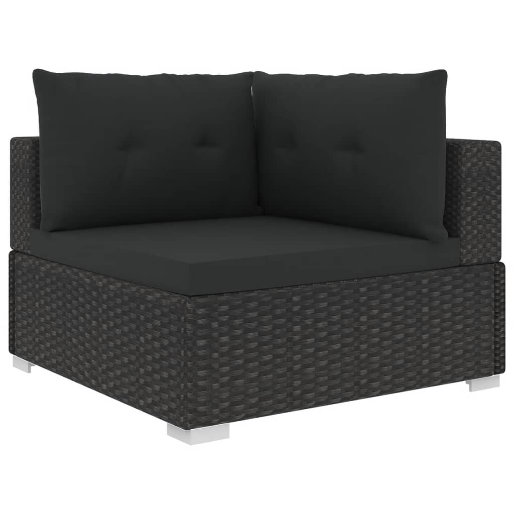 vidaXL 6-delige Loungeset met kussens poly rattan zwart