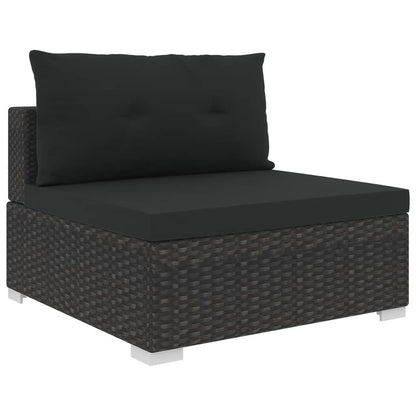 vidaXL 6-delige Loungeset met kussens poly rattan zwart